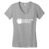 please stop talking it's too early coffee Women's V-Neck T-Shirt