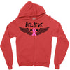 angel wing believe breast cancer Zipper Hoodie