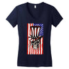 july 4th skull Women's V-Neck T-Shirt
