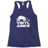 vinyl junkie white logo Racerback Tank