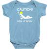 caution men at work Baby Onesie