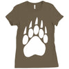 large bear paw print crew neck long sleeve Ladies Fitted T-Shirt