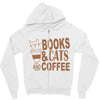 books and cats and coffee Zipper Hoodie