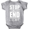 stop snow pression end winter funny Baby Onesie