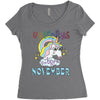 unicorns are born in november cute unicorn Women's Triblend Scoop T-shirt