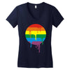rainbow colored stripes dot running splashes Women's V-Neck T-Shirt