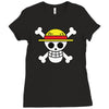 one piece skull Ladies Fitted T-Shirt