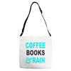 coffee books and rain Adjustable Strap Totes