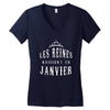 les reines naissent en janvier Women's V-Neck T-Shirt