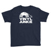 vinyl junkie white logo Youth Tee