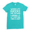 when life knocks me down Ladies Fitted T-Shirt