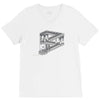 some game involving falling blocks in the style of m.c. escher V-Neck Tee
