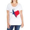 Eroded Texas Map With Flag Ladies Curvy T-Shirt