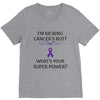 I Am Kicking Cancers Butt Whats Your Superpower? V-Neck Tee