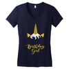 birthday unicorn girl Women's V-Neck T-Shirt