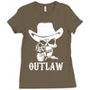 outlaw cow boy motor bike Ladies Fitted T-Shirt