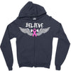 angel wing believe breast cancer Zipper Hoodie