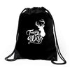 trophy wife deer Drawstring Bags
