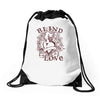 blind love fire heart Drawstring Bags