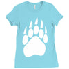 large bear paw print crew neck long sleeve Ladies Fitted T-Shirt