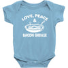 love peace and bacon grease Baby Onesie