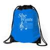 she wants the d black Drawstring Bags