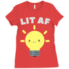 lit af kawaii light bulb Ladies Fitted T-Shirt