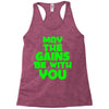 gym gains fitness slogan Racerback Tank