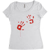 bloody hand print funny zombie kill undead blood horror killer Women's Triblend Scoop T-shirt