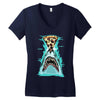 pizza shark graphic Women's V-Neck T-Shirt