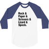 rock paper scissors lizard spock big bang theory geek nerd gift t shir 3/4 Sleeve Shirt