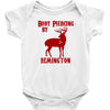 deer hunter body piercing by remington black tee shotgun rifle hunting Baby Onesie