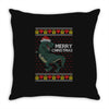ugly dinosaur merry christmas Throw Pillow