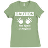 caution! jazz handsfunny jazz dance comic boogie camp trumpet Ladies Fitted T-Shirt