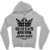 Queens Are Born In January Zipper Hoodie