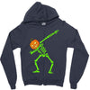 pumpkin skeleton dabbing Zipper Hoodie