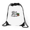 holly jolly christmas Drawstring Bags