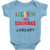 legends are born january Baby Bodysuit