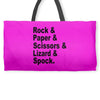 rock paper scissors lizard spock big bang theory geek nerd gift t shir Weekender Totes