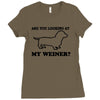 are you looking at my weiner t shirt funny dog wiener dachshund s m l Ladies Fitted T-Shirt