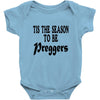 tis the season to be preggers baseball Baby Onesie