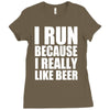 i run because i really like beer Ladies Fitted T-Shirt