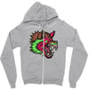 pink punk wolf Zipper Hoodie