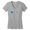funny 80s pacman cookie monster retro gaming Women's V-Neck T-Shirt