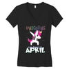 Born Unicorns-Born April Women's V-Neck T-Shirt