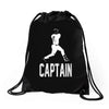 captain pinstripes Drawstring Bags