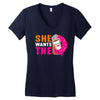 She Wants The D - Dunkin Donuts Women's V-Neck T-Shirt