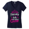 Celebrating With the 6th Birthday Queen Women's V-Neck T-Shirt