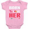 couple tshirt   born to love her Baby Bodysuit