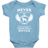 woman with a boxer Baby Bodysuit